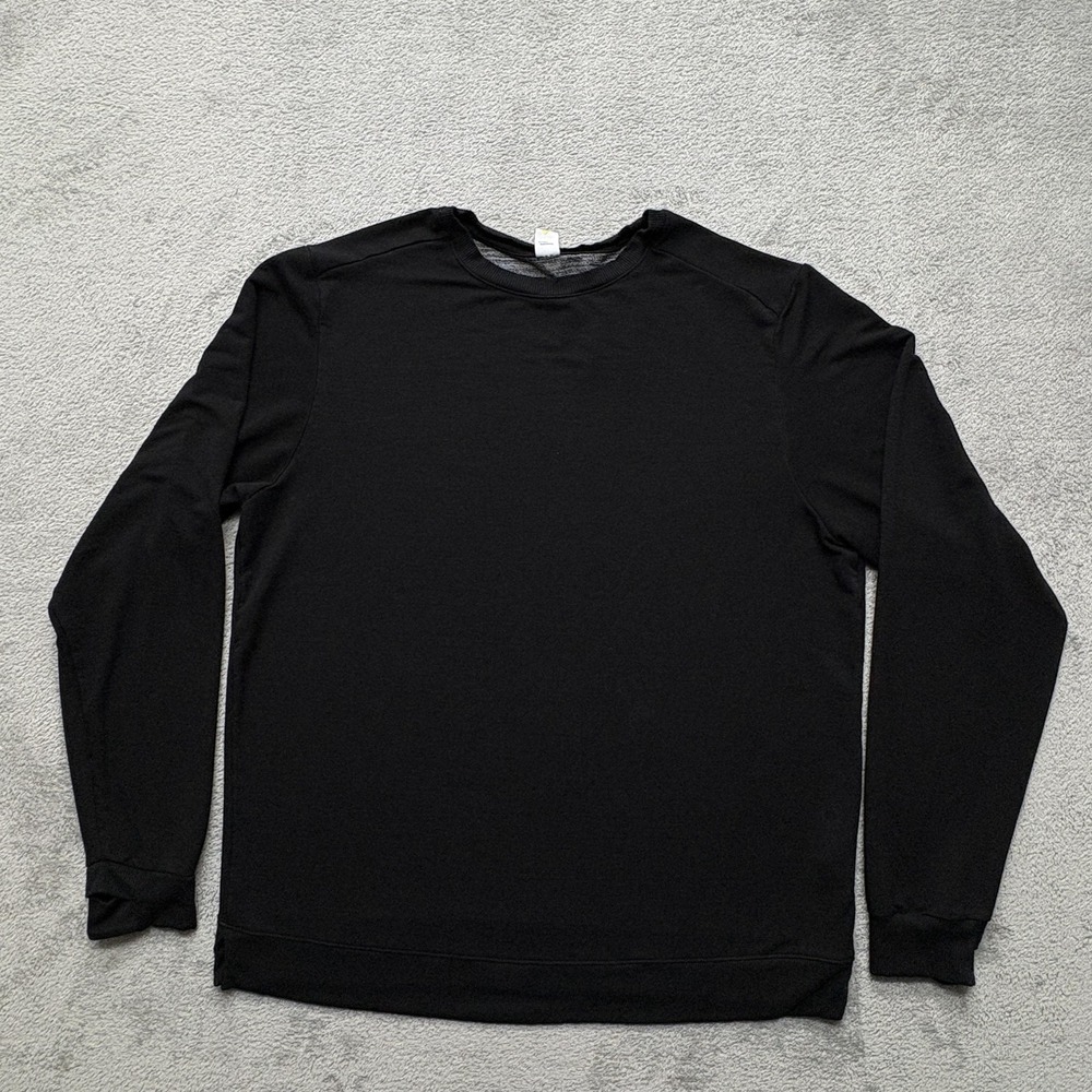 Old Navy Sweater Mens Large Black Live-In French Terry Go-Dry Pullover Crewneck